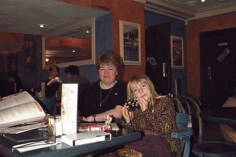 Zoe and Clare (mum) Sat in Restaurant....